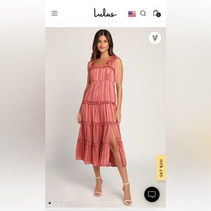 Lulus mauve tiered-midi dress size small